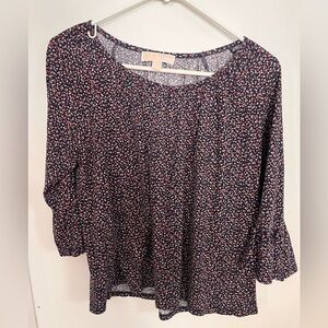 Michael Kors Navy and Pink Floral Blouse